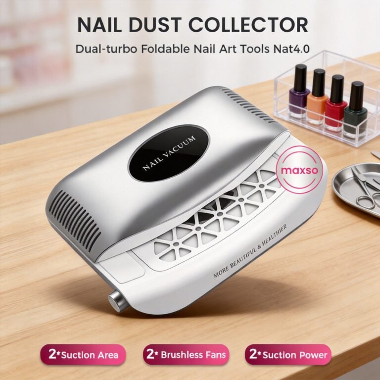 OLYNAIL DC006 dual turbo foldable nail dust collector – 2x suction area, 2x brushless fans