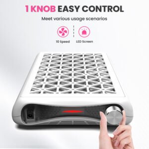 6000RPM high speed brushless fan, 24W powerful suction for nail dust