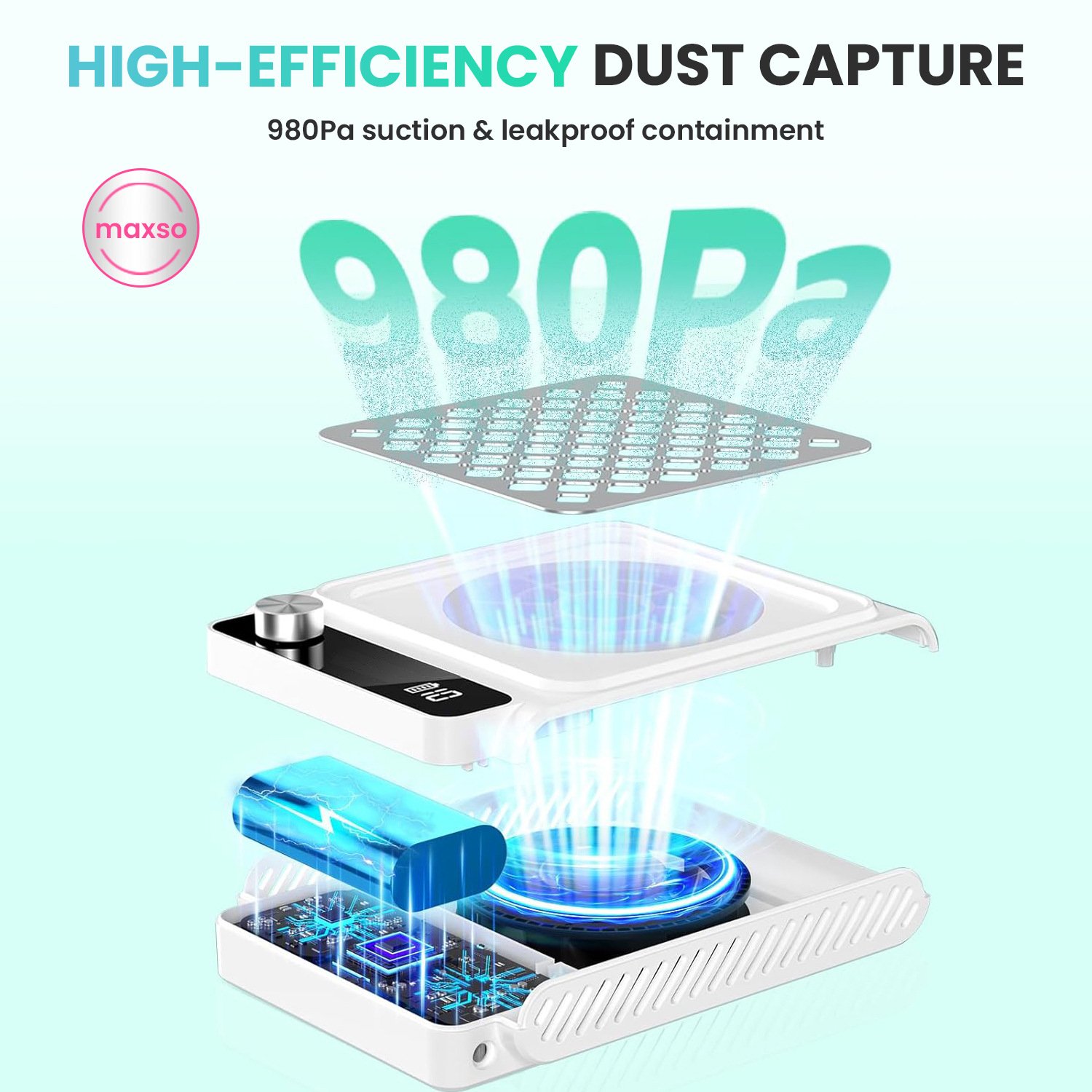 OLYNAIL DC003 nail dust collector with LED screen and 10-speed stepless control knob